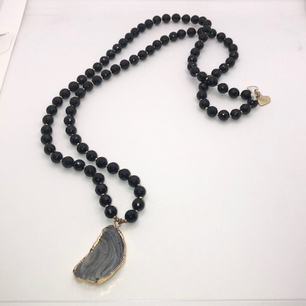 Beautiful Love’s affect black beaded necklace
